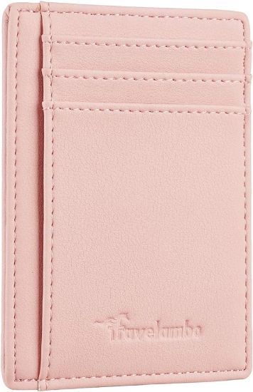 Picture of 1Travelambo Front Pocket Minimalist Leather Slim Wallet RFID Blocking Medium Size