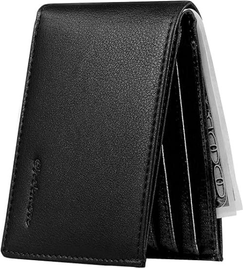 Picture of Chelmon Slim Wallet for Men ID Window with RFID Blocking Front Pocket Minimalist Bifold Bussiness Card Holder Gift for Men