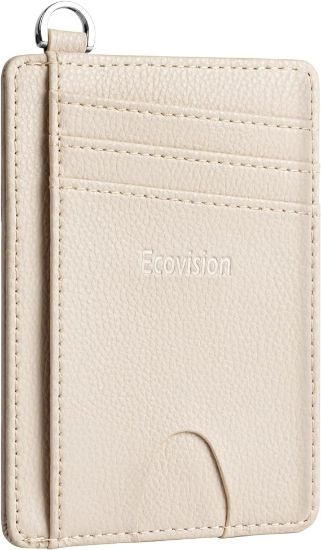 Picture of EcoVision Slim Minimalist Front Pocket Wallet, RFID Blocking Credit Card Holder Wallet with Detachable D-Shackle for Men Women