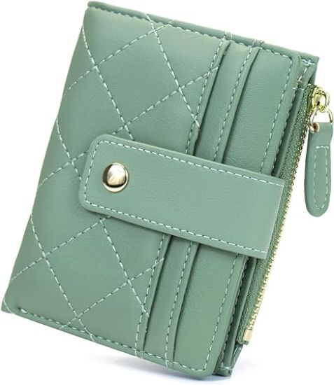 Picture of SUMGOGO Wallets for Women Small Coin Purse Card Holder Wallet Front Zipper Pocket Mini Slim Bifold Wallets (Green)