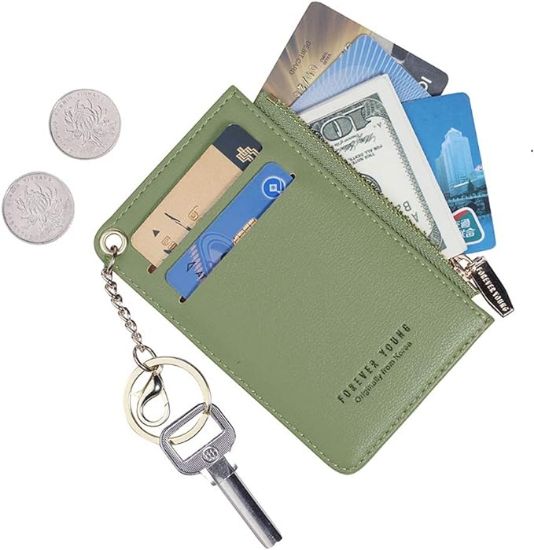 Picture of 1Small Wallets for Women Slim Leather Card Case Holder Wallet Coin Change Purse with Keychain