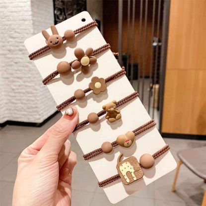 Picture of A WHITEBRIDGE 6pcs Coffee Color Cartoon Hair rings for Women Girls