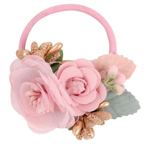 Picture of A Flymind 6pcs Flower Elastic Hair Ties, Boutique Baby Toddler Flower Rubber Bands 
